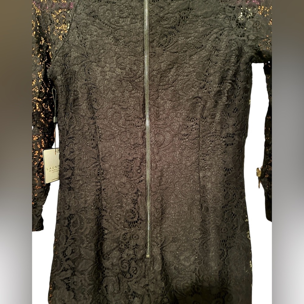 NWT LAUNDRY BY SHELLI SEGAL BLACK LACE SHEATH DRESS SIZE 4 - Picture 6 of 11